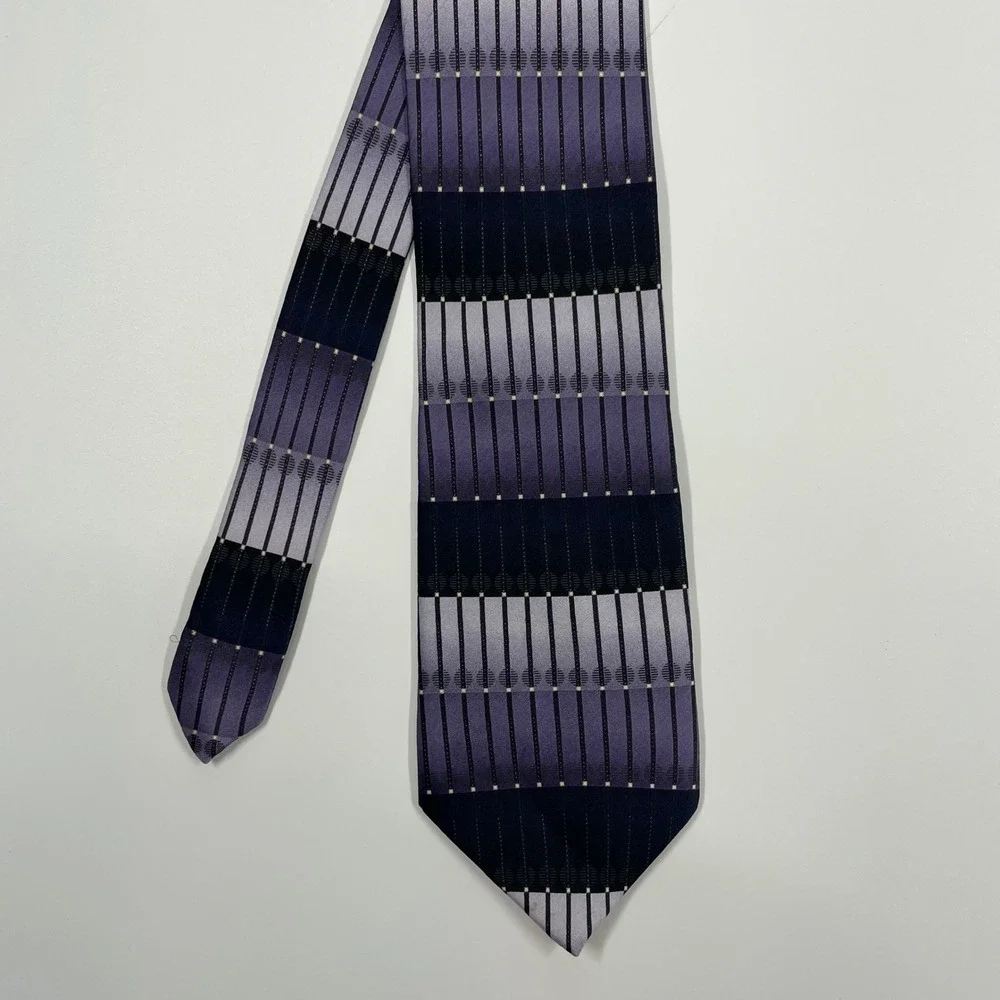 Croft & Barrow Purple Geometric Striped Silk Necktie Mens OS
